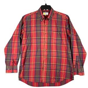 Vintage Southern Classics Men's L Red Plaid Button Down Shirt Casual Coastal 70s